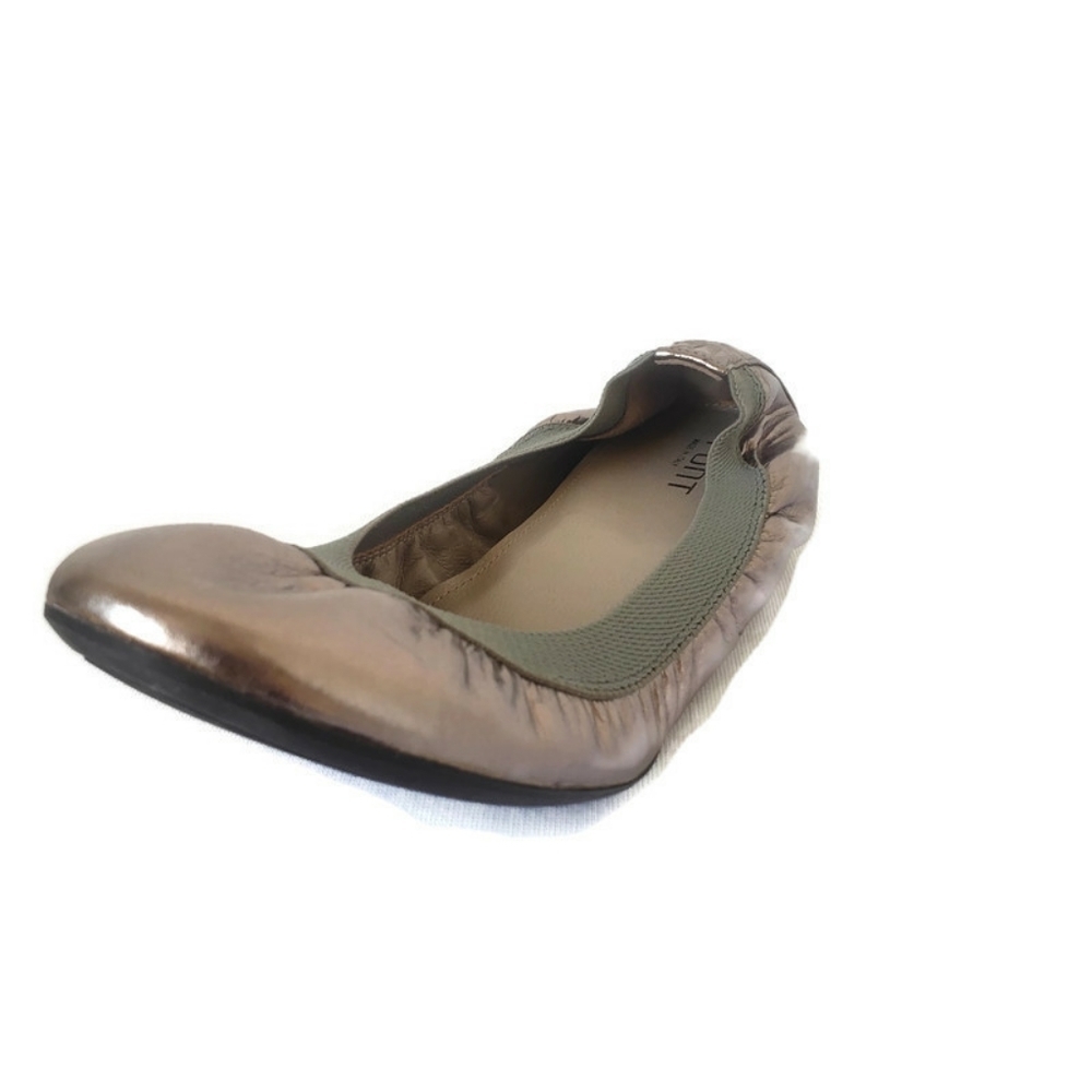 FONT Pewter Metallic Leather Round Toe Ballet Flat